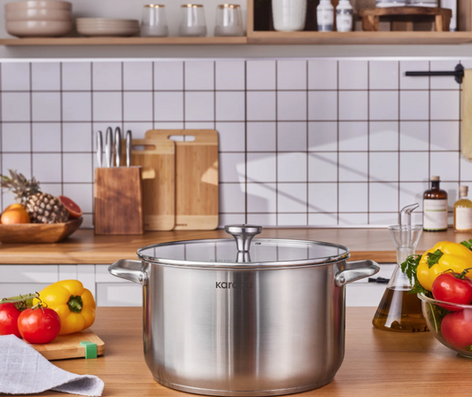 Marmite avec couvercle Karaca Elite acier inoxydable induction 28 cm argent