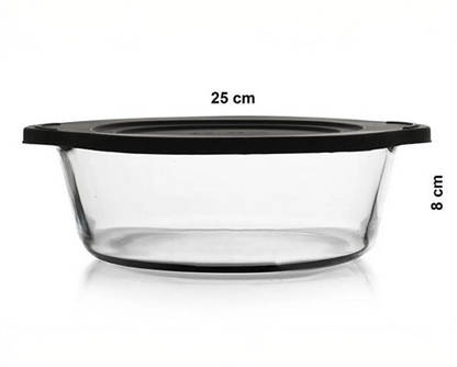 Plat en verre avec couvercle Borcam 2100 cc