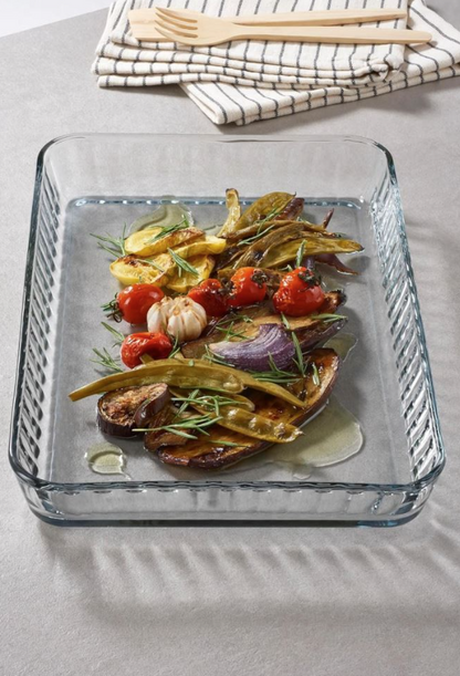 Plat de cuisson rectangulaire en verre Paşabahçe Borcam 3800 cc