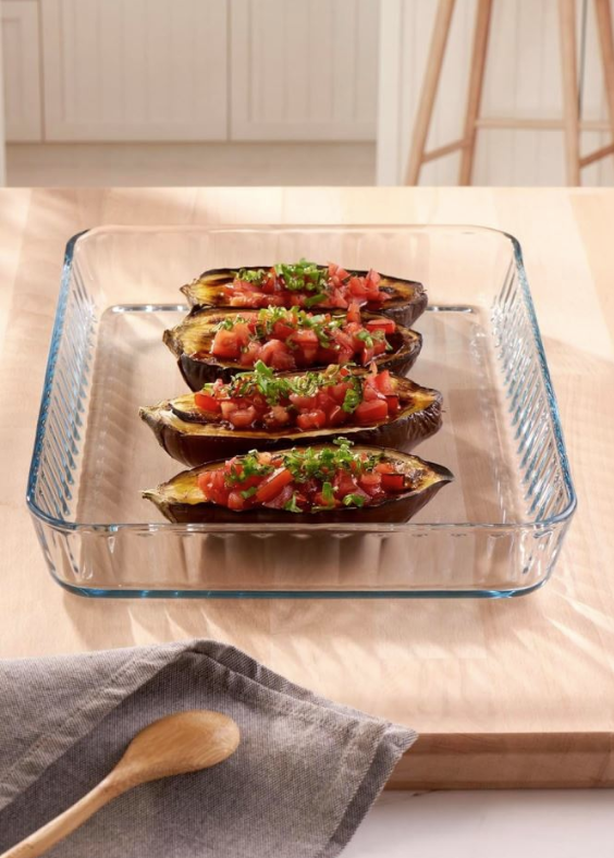 Plat de cuisson rectangulaire en verre Paşabahçe Borcam 3800 cc