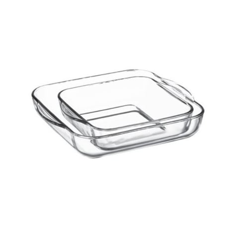 Set de 2 plats carrés en verre Paşabahçe Borcam