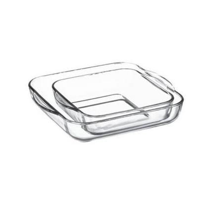 Set de 2 plats carrés en verre Paşabahçe Borcam