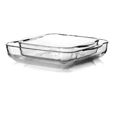 Set de 2 plats carrés en verre Paşabahçe Borcam