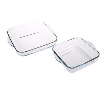 Set de 2 plats carrés en verre Paşabahçe Borcam