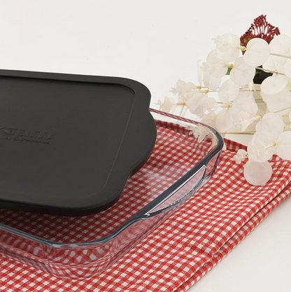 Plat en verre avec couvercle Paşabahçe Borcam 3200 cc