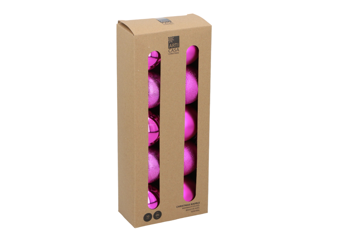 Boules de Noël roses Arti Casa – Lot de 10 décorations Image principale du produit