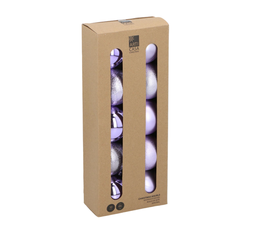 Boules de Noël lilas Arti Casa – Lot de 10 décorations Image principale du produit