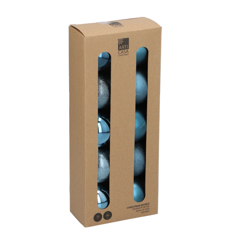 Boules de Noël bleues Arti Casa – Lot de 10 décorations Image principale du produit