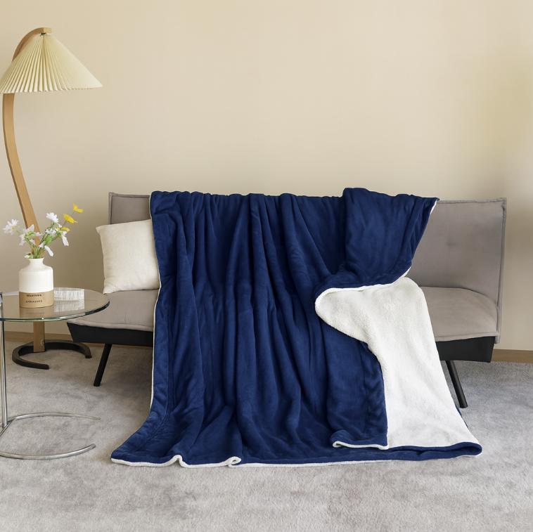 Plaid Polaire Ultra Doux – Bleu Marine Secundaire afbeelding