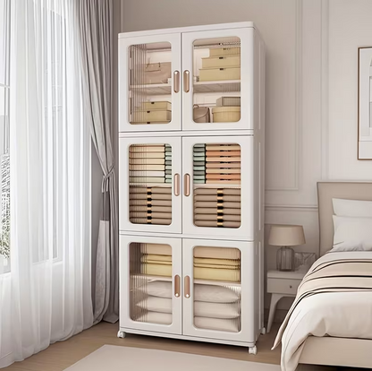 Armoire de rangement modulaire à portes transparentes