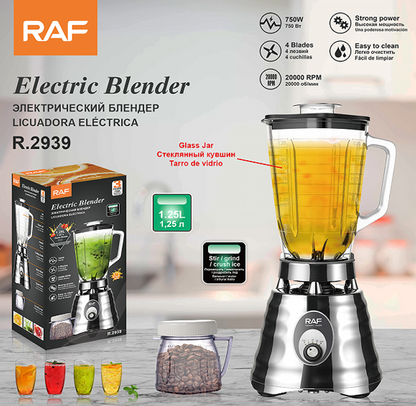 Blender électrique RAF avec bol en verre – 1,25 L – 750 W