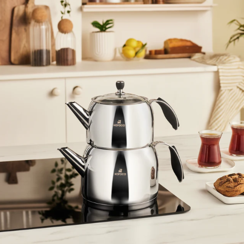 Karaca Service de thé en inox Stelly – Théière double