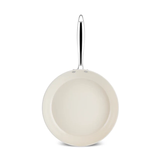 Karaca Swiss Crystal Almond Cream – Poêle en Céramique 30 cm – Compatible Induction – Revêtement Antiadhésif – Manche en Acier Inoxydable