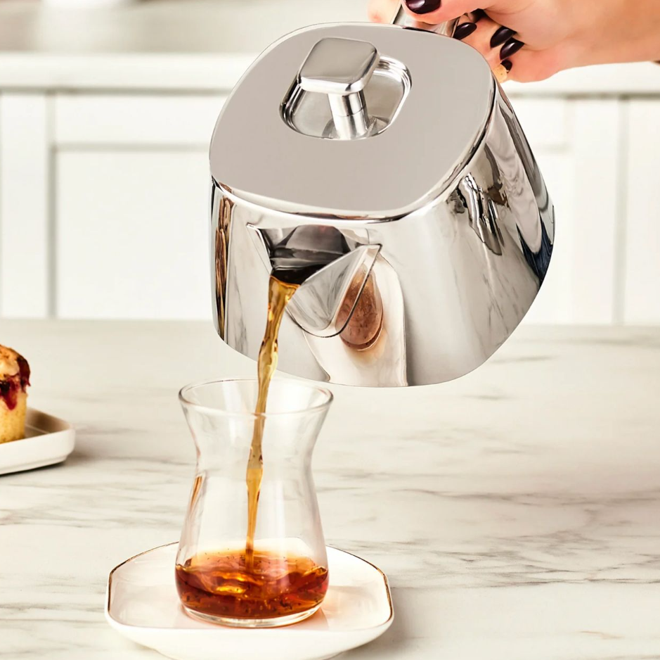 Karaca Brewinox – Théière Turque en Acier Inoxydable – Grande Taille – 2.2L / 3L