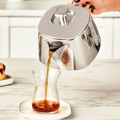 Karaca Brewinox – Théière Turque en Acier Inoxydable – Grande Taille – 2.2L / 3L