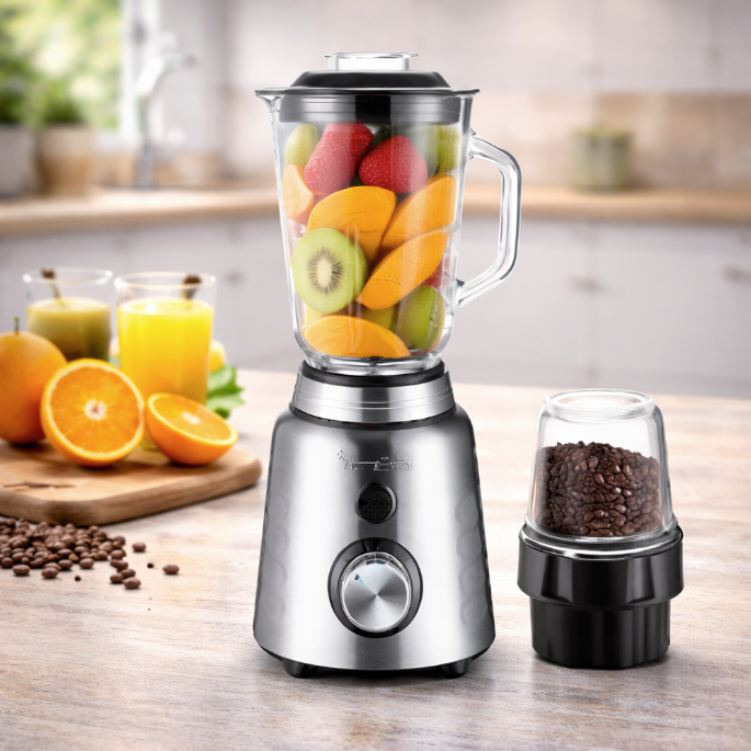 LumaBella LB-53028 – Blender Multifonction 2 en 1 – 800W – Bol 1.5L – Moulin à Café Inclus