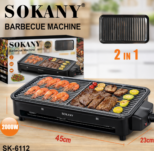 Grill Électrique Barbecue 2 en 1 – 2000W – Plaque & Grille Antiadhésives
