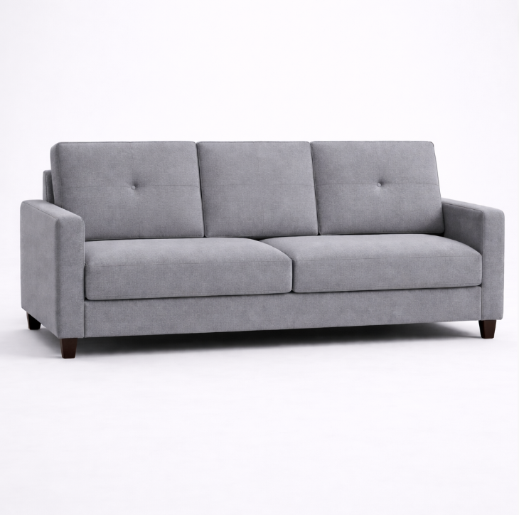 Canapé-lit MILO 3 places convertible – 204 x 83 x 83 cm – Lin Gris Clair