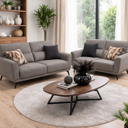 Canapé MILANO – Ensemble 3 places + 2 places – Tissu Brun