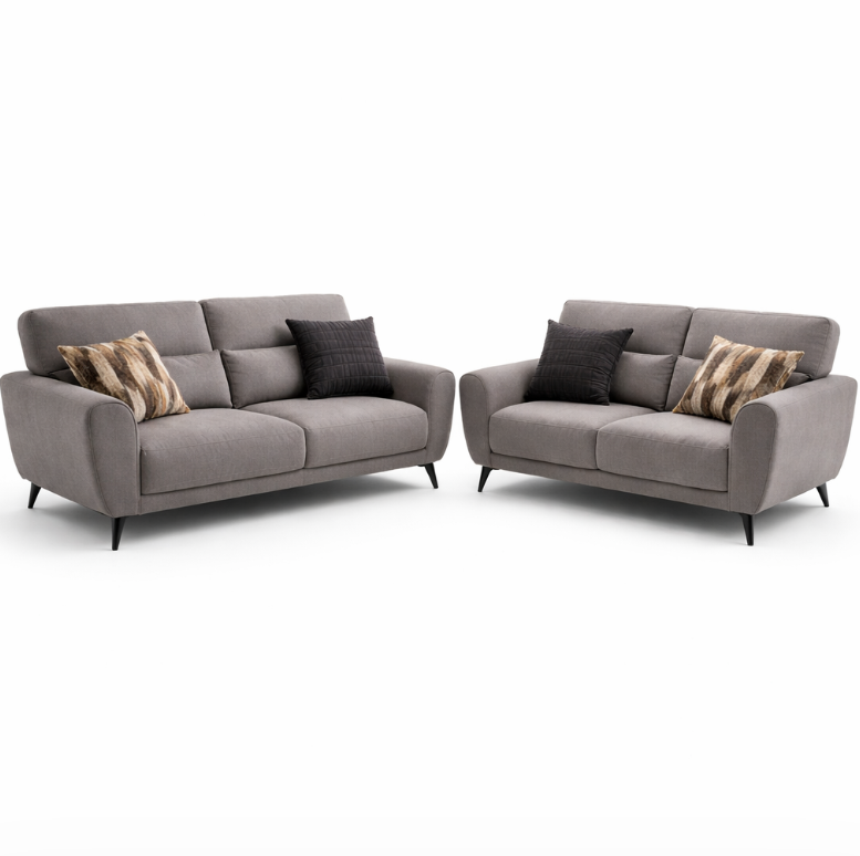 Canapé MILANO – Ensemble 3 places + 2 places – Tissu Brun