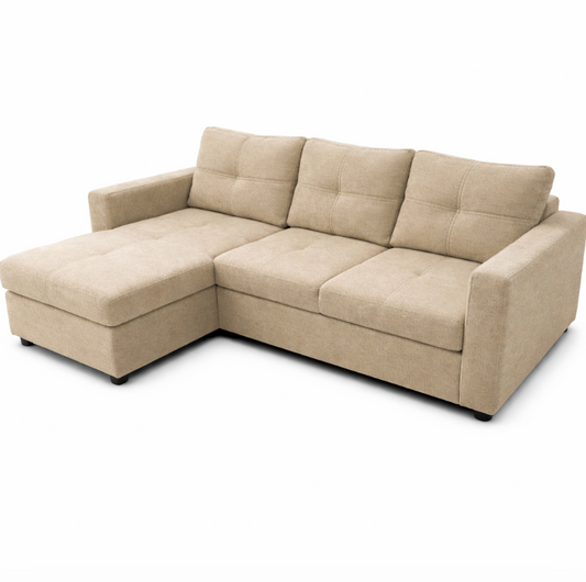 Nelly Beige – 213 x 132 cm – Loveseat 1 Accoudoir avec Lit Coulissant