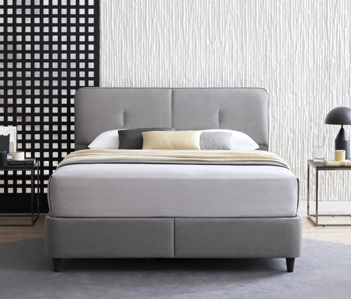 Ensemble de lit Yataş 3 tailles (90 × 200, 140 × 200, 160 × 200) – Sommier Canto gris et tête de lit Cool Action
