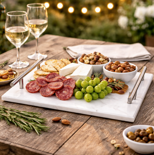 Danny Home Plateau en Marbre avec Poignées – Set de Service Élégant