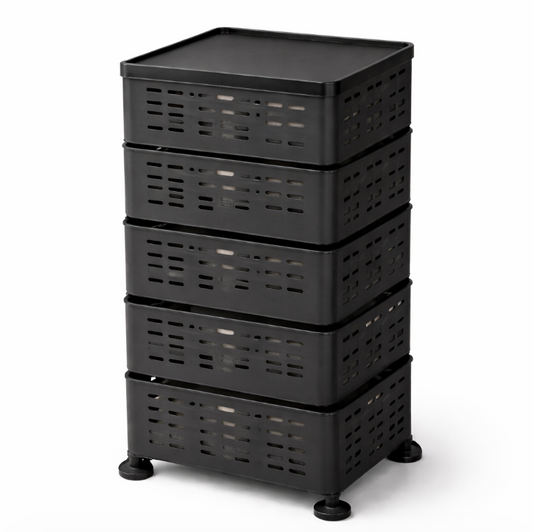 Meuble de Rangement 5 Tiroirs – Organiseur Multiniveaux en Plastique (Noir)
