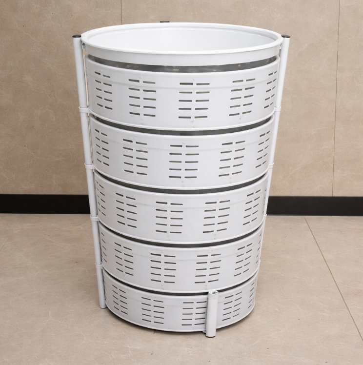 Meuble de Rangement 4 Niveaux avec Paniers – Organiseur Rond en Plastique (Blanc)