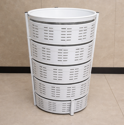 Meuble de Rangement 4 Niveaux avec Paniers – Organiseur Rond en Plastique (Blanc)