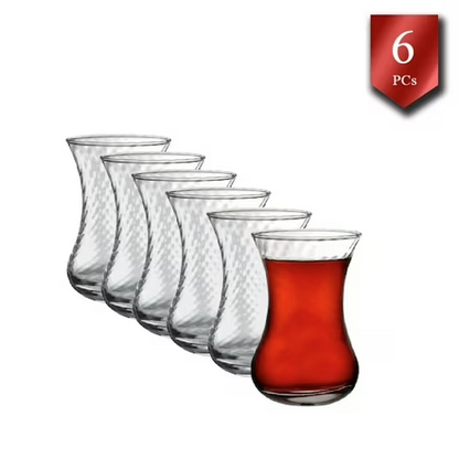 Paşabahçe Verres à Thé İnce Belli Optikli 125 ml – Lot de 6
