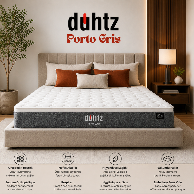 DUHTZ Porto Gris Matelas Orthopédique 28 cm