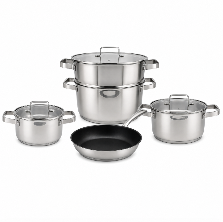 HOLI HLS0615 – Batterie de Cuisine en Acier Inoxydable – 8 Pièces