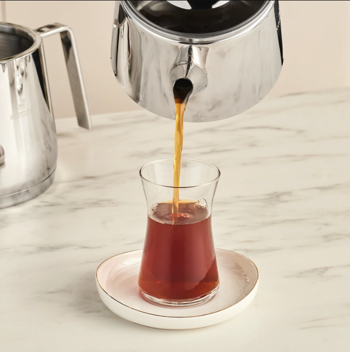 Karaca Steelina – Service à Thé en Acier Inoxydable – 1 L + 2 L