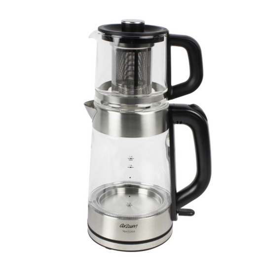 ARZUM Théière Électrique 2-en-1 en Verre – 1,7 L + 1,0 L – 2200 W
