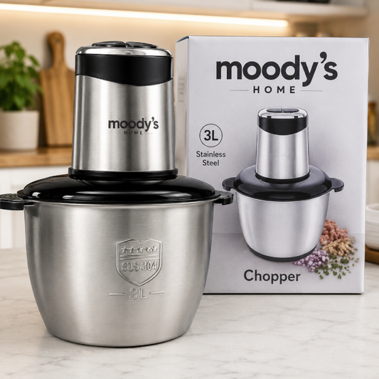 Moody's Home Hachoir Électrique – 3 L – 1000 W – Acier Inoxydable