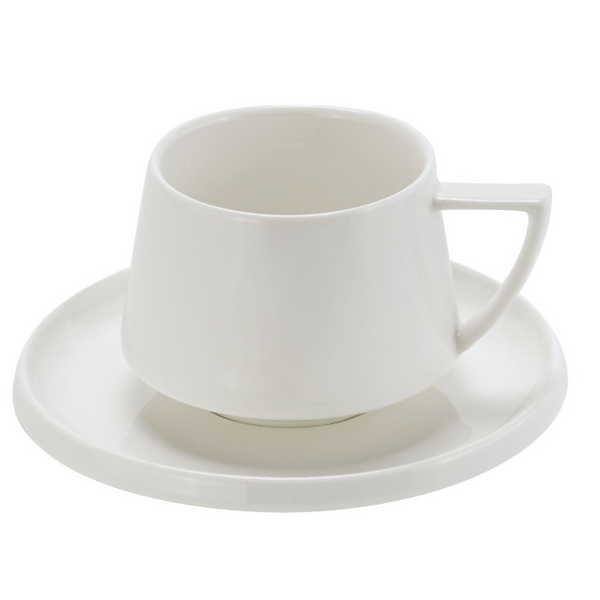 BRICARD Bellon Set à Café en Porcelaine – Blanc – 12 Pièces – 250 ml