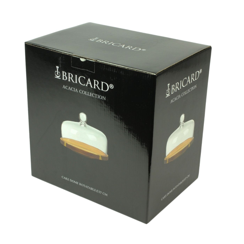 BRICARD Plateau à Gâteau Rotatif en Bois d'Acacia –  27 cm