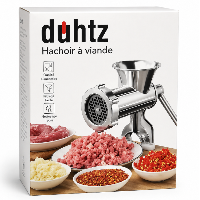 DUHTZ Hachoir à Viande Manuel – Corps Métallique – Capacité 850 g