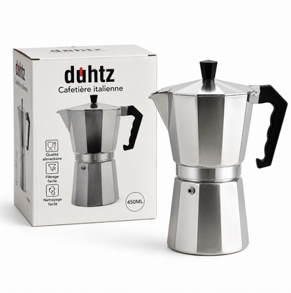 DUHTZ Cafetière Italienne en Aluminium – 150 ml / 300 ml / 450 ml