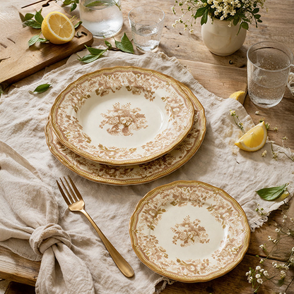 Novastyl Assiette en Grès Faustine – Miel – 20 cm / 22 cm / 26 cm