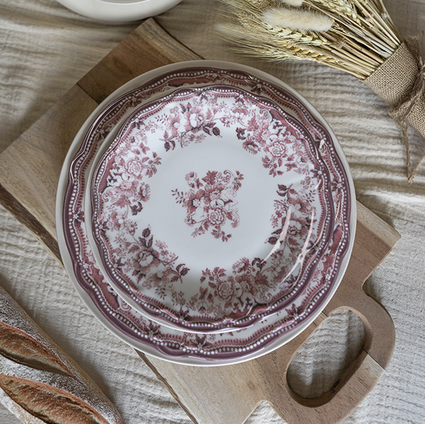 Novastyl Assiette en Grès Faustine – Rose – 20 cm / 22 cm / 26 cm