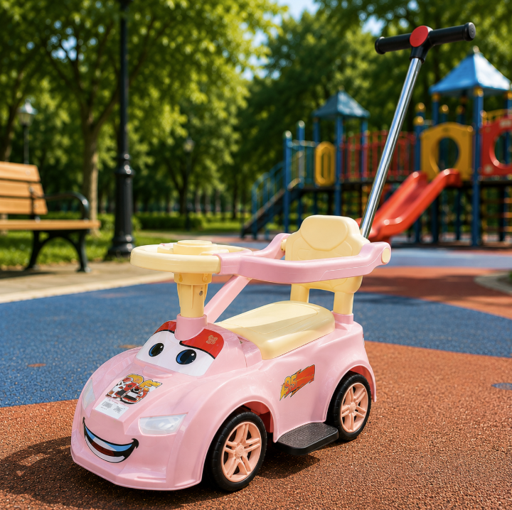 Porteur Enfant Voiture avec Canne Parentale – Rose / Bleu