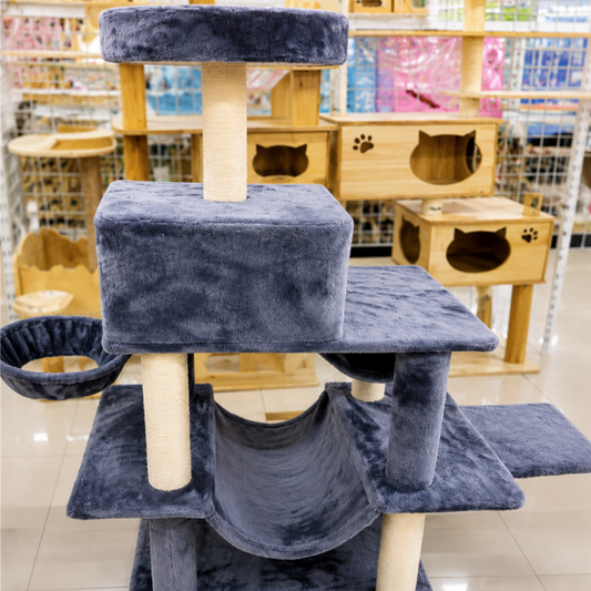Moody's Arbre à Chat Multi-Niveaux avec Hamac et Niches – Gris