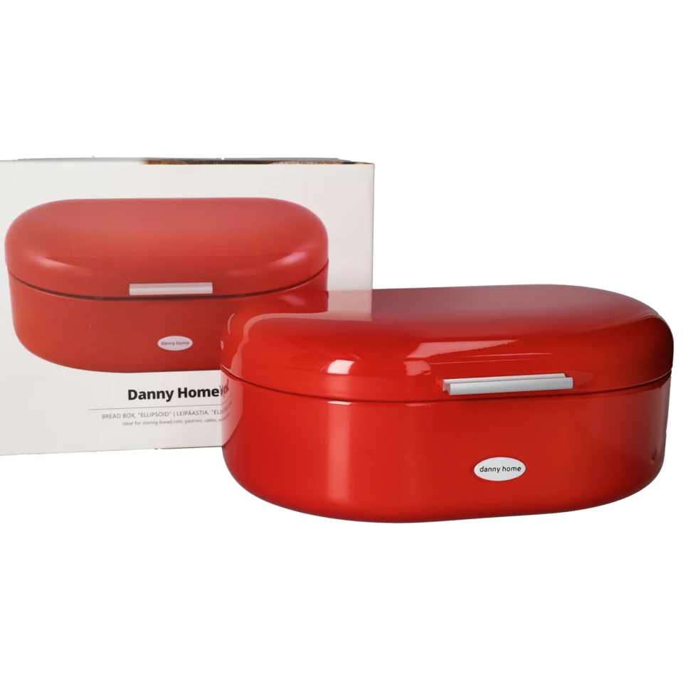 DANNY HOME – Boîte à Pain Rouge en Acier Inoxydable – 33 × 22,5 × 13,8 cm