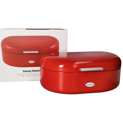 DANNY HOME – Boîte à Pain Rouge en Acier Inoxydable – 33 × 22,5 × 13,8 cm