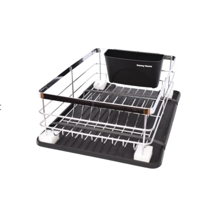 DANNY HOME – Égouttoir à Vaisselle avec Support Argenté – 39 cm – Noir