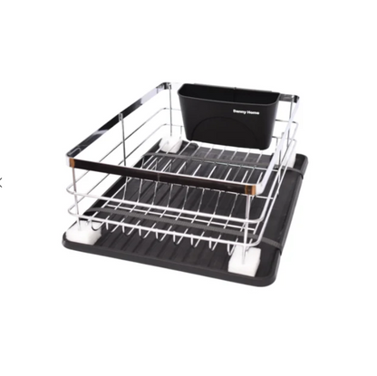 DANNY HOME – Égouttoir à Vaisselle avec Support Argenté – 39 cm – Noir