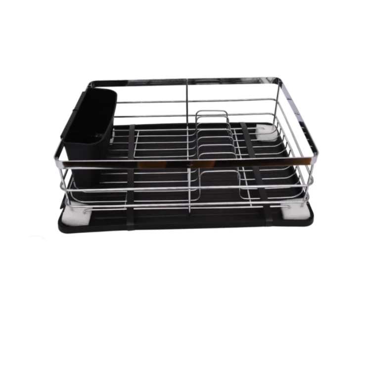 DANNY HOME – Égouttoir à Vaisselle avec Support Argenté – 39 cm – Noir