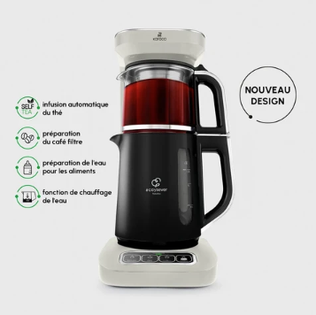 Théière Bouilloire et cafetière filtre Karaca Caysever Robotea Pro 4 en 1 automatique parlant ,2500W, starlight